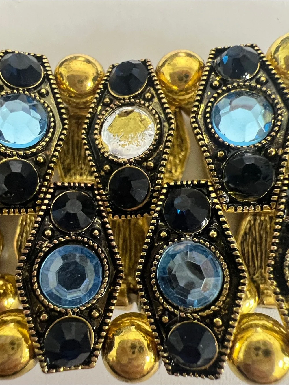 Gold-Tone Blue Crystal Stretch Bracelet